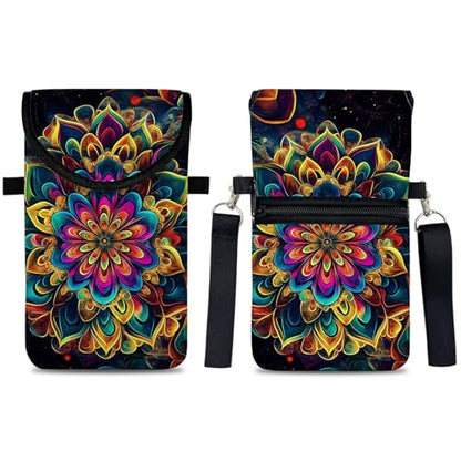 Neoprene Cell Phone Sleeve Pouch Case Bag with Crossbody Strap Neck Lanyard for Women 7.5 X 4.3 in Floral - color: Floral 1