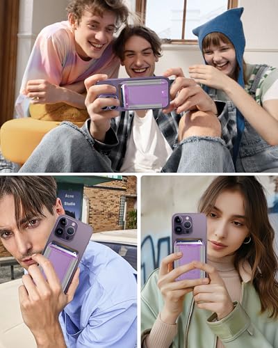 HiWe for MagSafe Wallet, 7 Cards Holder for Phone Case, RFID Blocking - color: Purple Yam Wallet - Grey Band