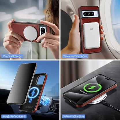 SkyEagle for MagSafe Google Pixel 8 Pro Wallet Case,Brown - color: Brown, size: Google Pixel 8 Pro 6.7"