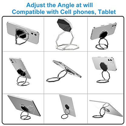 Cellphone Ring Holder Finger Kickstand, Foldable 360° Rotation Cell Phone Stand for Desk, Magnetic Car Mount, Metal Multi-Angle for Phone Back Grip Compatible with iPhone, iPad (Silver) - color: Silver