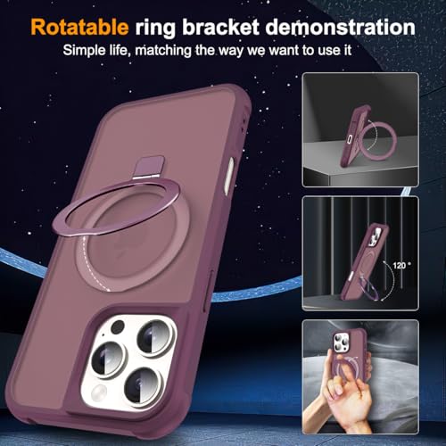 SKYLMW Compatible with iPhone 16 Pro Case with Stand,Wine Red | iPhone 16 Pro Phone Case 6.3",Magnetic Ring Stand,Compatible with MagSafe,Military-Grade Protection,Great Grip Feeling - color: Wine Red, size: Iphone 16 Pro