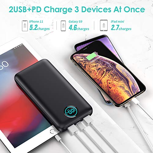 Portable Charger 30,800mAh PowerBank with 3 Output, 25W PD Fast Charging +QC 4.0 Quick Phone Charging Power Bank,Travel Essential Phone Charger Battery Pack for iPhone 17/16/15 Android Galaxy etc - color: Black