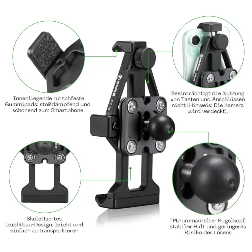 FANAUE Anti-Vibration Motorcycle Phone Holder with 1 Inch Ball Head for RAM Mounts B Size Double Socket Arm and Bike Handlebar Phone Mount for 5.5-7" Smartphone