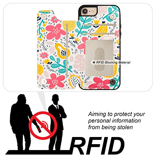 HAOPINSH iPhone SE Wallet Case with Card Holder, Summer Fruits Flip Folio PU Leather Kickstand, Double Magnetic Clasp, Shockproof 4.7" for iPhone SE(2022)/7/8 - color: Summer Fruits