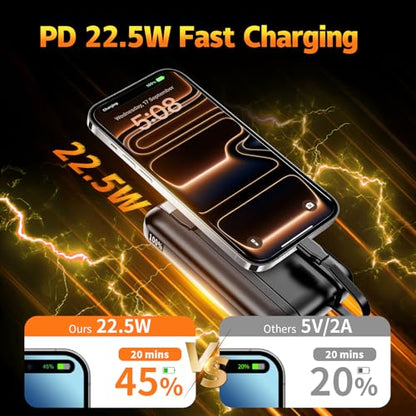 2 Pack 10000mAh 22.5W Fast Charging Power Bank, White & Black - color: Black&White