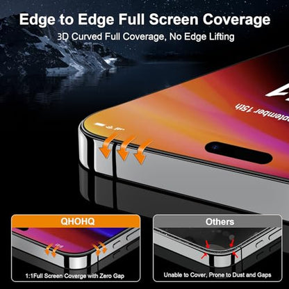 QHOHQ for iPhone 16 Plus Screen Protector + Camera Lens Protector, 3+3 Pack - size: iPhone 16 Plus 6.7 Inch
