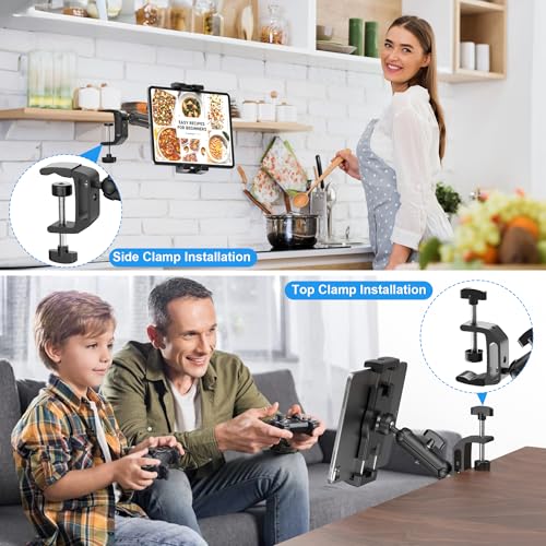 iPad Under Cabinet Mount, Kitchen Tablet Holder, iPad Desk Mount with Clamp - size: Small