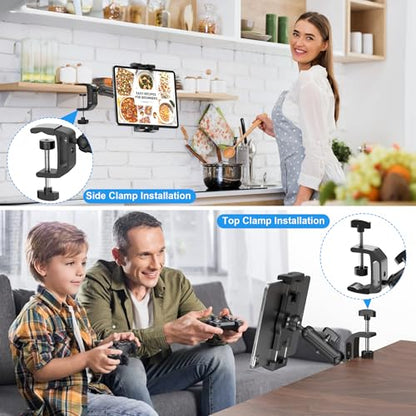 iPad Under Cabinet Mount, Kitchen Tablet Holder, iPad Desk Mount with Clamp - size: Small