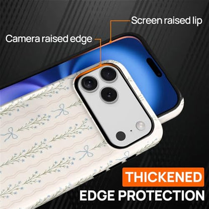 Magnetic for iPhone 17 Pro Max Case,[Compatible with Magsafe] Dual Layer Protective Heavy Duty Shockproof Rugged Drop Protection Bumper Hybrid Case - Blue Bow Stripes - color: Blue Bow Stripes, size: iPhone 17 Pro Max