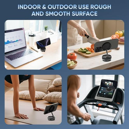 Vacuum Suction Phone Holder Magnet, 360° Adjustable Foldable Portable Vacuum Magnetic Phone Mount Stand (Black)