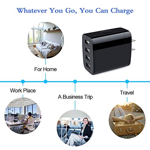 iPhone Charger Block, 4.8A Multi Port USB Wall Charger Plug Power Adapter - color: all black