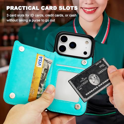 ONETOP for iPhone 18/17 Pro Wallet Case with Credit Card Holder,LightBlue - color: Light Blue