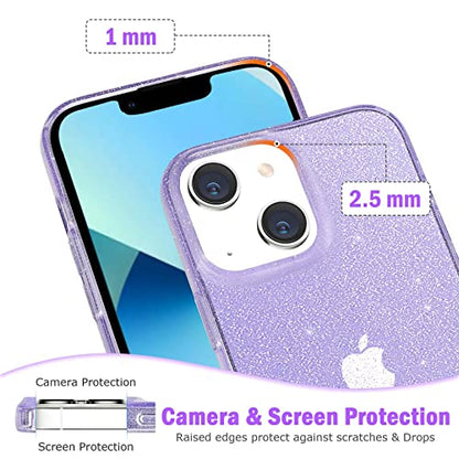 JJGoo Compatible with iPhone 13 Case, Glitter Soft TPU Shockproof Protective Bumper Cover, Sparkle Bling Sparkly Cute Slim Women Girls Phone Case for iPhone 13, 6.1inch, Purple Glitter - color: Purple Glitter