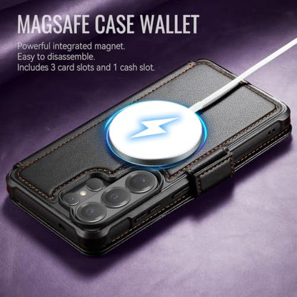 for Galaxy S25 Ultra Slim Wallet Case Wireless Charging, Black - color: Black, size: Samsung Galaxy S25 Ultra
