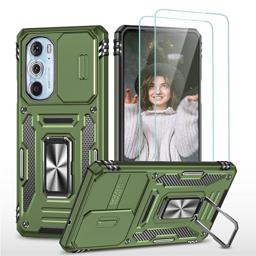 for Moto Edge Plus 2022 Case with Slide Camera Cover & Stand, Olive Green - color: ZS Olive Green, size: Moto Edge Plus (2022)