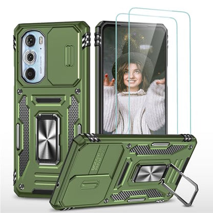 for Moto Edge Plus 2022 Case with Slide Camera Cover & Stand, Olive Green - color: ZS Olive Green, size: Moto Edge Plus (2022)