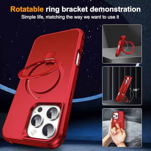 SKYLMW Compatible with iPhone 16 Pro Case with Stand,Red | iPhone 16 Pro Phone Case 6.3",Magnetic Ring Stand,Compatible with MagSafe,Military-Grade Protection,Great Grip Feeling - color: Red, size: Iphone 16 Pro
