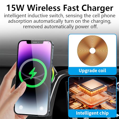 Car Magnetic Phone Mount for Chevrolet Chevy Camaro 2016 2017 2018 2019 2020 2021 2022 2023 2024 Auto Accessories Best Cellphone Holder Fast 15W Wireless Charger Cell Phones Charging Screen Stand