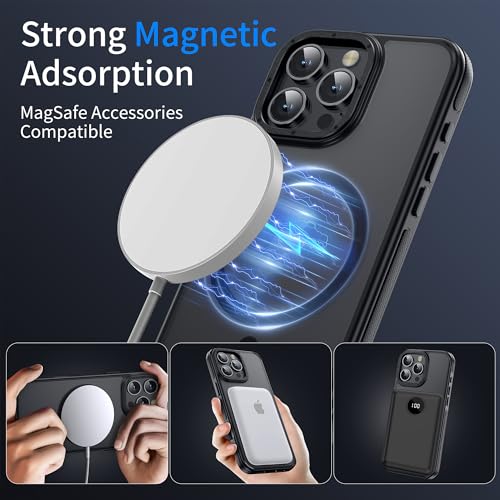 Strong Magnetic case for iPhone 16 Pro [10Ft Military-Grade Protection] Compatible with fit MagSafe Shockproof Slim Thin Cover 6.3 inch 16 Pro Phone case, Black Bumper - color: A1-Black Bumper, size: iPhone 16 Pro(6.3")