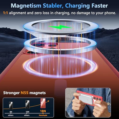 Hensinple for Samsung Galaxy S22 Ultra Case Magnetic, Galaxy S22 Ultra Phone Case [Compatible with Magsafe], Clear Hard Back Slim Shockproof Magnetic Cover Case, Red - color: Red-S22 Ultra, size: Galaxy S22 Ultra 6.8 inch