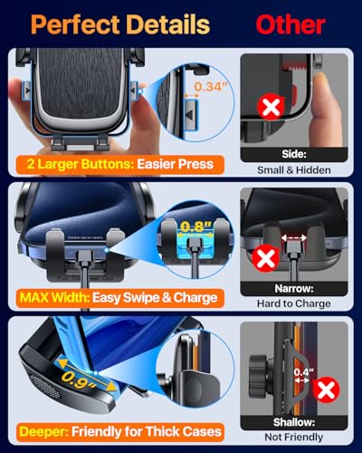 YRU 2026【100+LBS Suction & Flexible Low-Profile Arm】 Car Phone Holder Mount - color: Dark Black