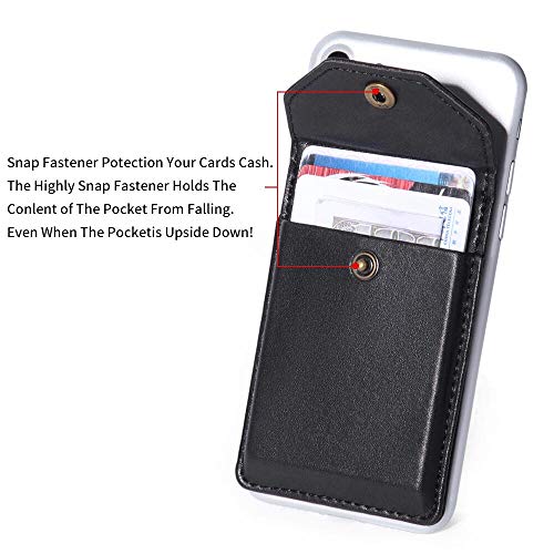 Self Adhesive Phone Card Wallet with Flip Cover, RFID Blocking, Black - color: Black Plus