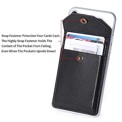Self Adhesive Phone Card Wallet with Flip Cover, RFID Blocking, Black - color: Black Plus