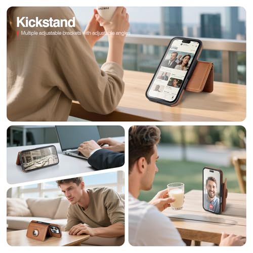 Antsturdy Compatible with MagSafe iPhone 16 Pro Max Wallet Case,Brown - color: Brown, size: iPhone 16 Pro Max - 6.9"