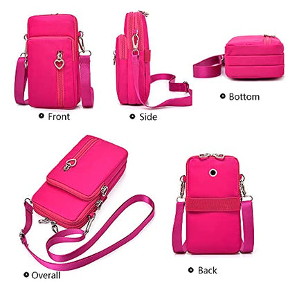 Women Crossbody Cell Phone Purse Case Armband Bag for iPhone 12 13 Mini 14 15 Plus 11 Pro Max Google Pixel 6a 7a 8a 6 7 8 Pro - color: Rose Red