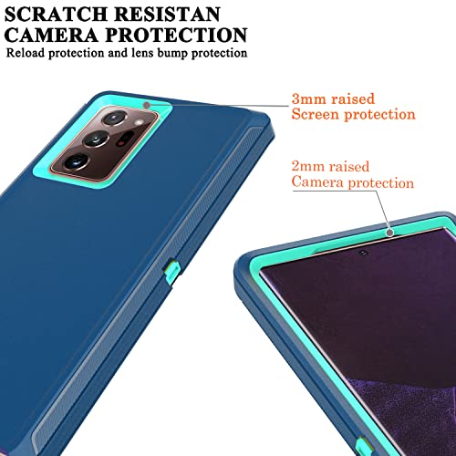 YmhxcY Note 20 Ultra Case with Self Healing Flexible TPU Film[2 Pack] and Camera Lens Screen Protective Film[2 Pack], Heavy Protection Cover for Samsung Galaxy Note 20 Ultra-Blue and Turquoise - color: SF-Blue/Turquoise