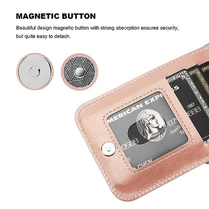 KIHUWEY for iPhone 15 Plus Wallet Case Card Holder Kickstand, Rose Gold | Credit Card Slots, PU Leather, Magnetic Clasp, Flip Heavy Duty Protection Cover for Men and Women - color: Rose Gold