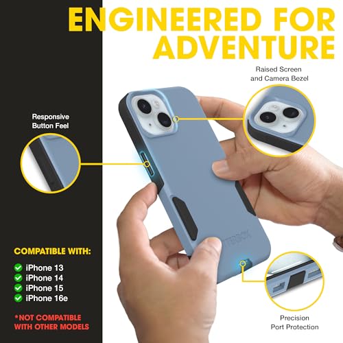 OtterBox iPhone 17e, 16e, 15, 14, 13 Commuter Series Case - Blue & Black | 3X Military Drop Protection - Slim - Dual-Layer Shockproof Design - Pocket-Friendly - Raised Edges - Port Covers - color: Blue/Black