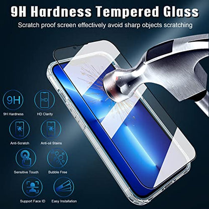 5 in 1 Clear Case for iPhone 13 6.1-Inch, with 2 Screen Protector and 2 Camera Lens Protector, 9H Edge Protection Tempered Glass Film, Shockproof Drop Transparent Protection Cover - size: iPhone 13
