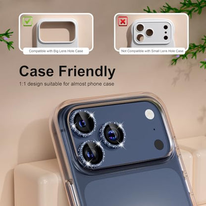 iPhone 17/16/15/14 Pro Max/Pro Camera Lens Protector Glitter - color: Glitter Dark Blue