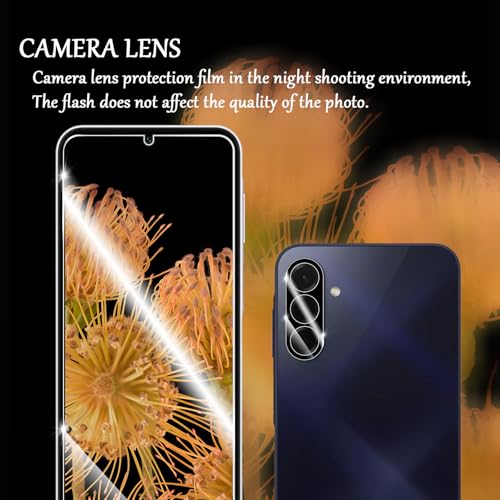 Galaxy A26 HD Clear Tempered Glass Screen Protector + Camera Lens Protectors, [2+2 Pack] [3D Glass] [Anti-Glare] [Bubble-Free] Screen Protector Glass For Samsung Galaxy A26 - size: Galaxy A26