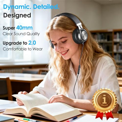 INFURTURE USB C Headphone for Kids & Adults Over-Ear Headphone with HD Mic - color: Black