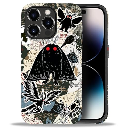 Case for iPhone 14 Pro, Dual Layer Phone Cover, Mothman Collage | Shockproof Hybrid Phone Case, Soft TPU and Hard PC, Durable Anti-Scratch Protection - color: Mothman Collage, size: Iphone 14 Pro