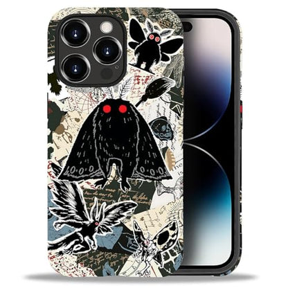 Case for iPhone 14 Pro, Dual Layer Phone Cover, Mothman Collage | Shockproof Hybrid Phone Case, Soft TPU and Hard PC, Durable Anti-Scratch Protection - color: Mothman Collage, size: Iphone 14 Pro