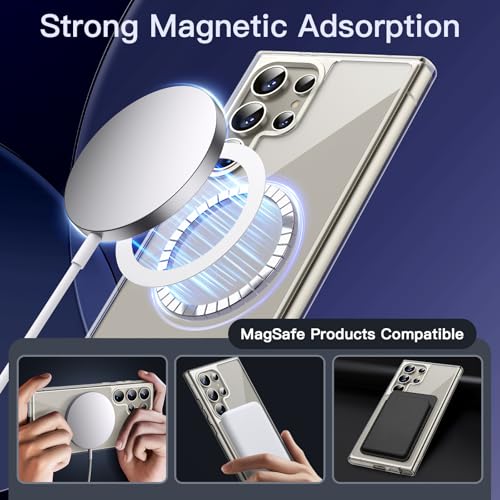 JETech Magnetic Case for Galaxy S24 Ultra, Compatible with MagSafe, Clear | Shockproof Protective Phone Cover, Scratch Resistant Clear Back - color: Clear, size: Galaxy S24 Ultra