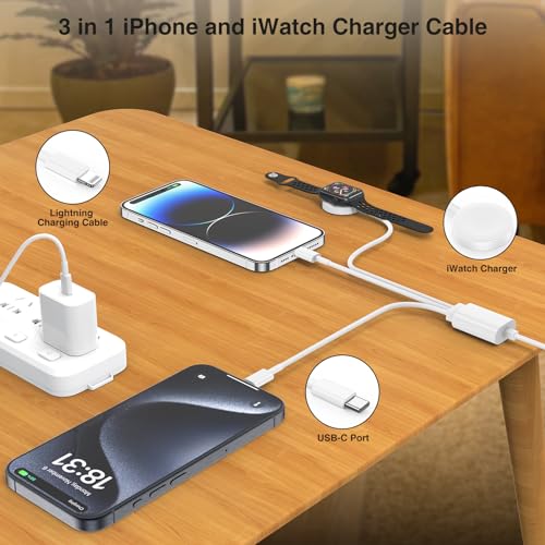 QZIIW 20W Apple Watch Charger,Apple Watch Magnetic Fast Charger USB C Cable - color: White