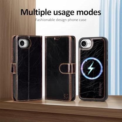 Shieldtop Compatible with MagSafe iPhone 17e / 16e Wallet Case,(Coffee) | 2 in 1 Detachable Magnetic,Credit Card Holder Slots,RFID Blocking,PU Leather,Kickstand,Flip Folio Phone Cover for Men & Women - color: A-Coffee
