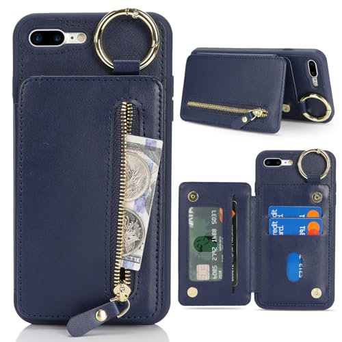 Ｈａｖａｙａ Flip Wallet Case for iPhone 8 Plus & iPhone 7 Plus - Blue - color: Blue-Ring, size: iPhone 8 Plus & iPhone 7 Plus