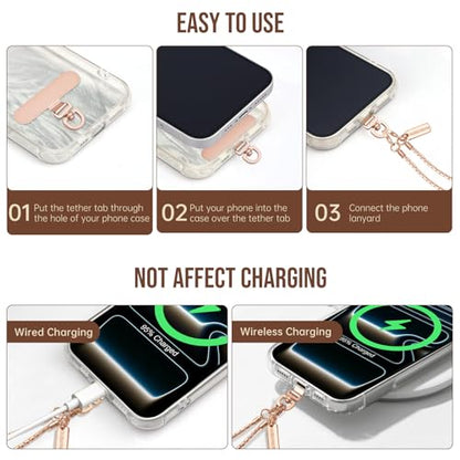 Dadanism Phone Wrist Strap Metal Phone Chain Wristlet Strap, Rose Gold - color: Rose Gold, size: 26 cm