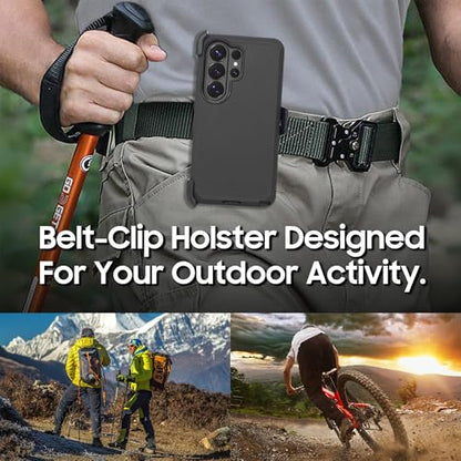 Compatible for Samsung S26 Ultra Rugged Case with Belt Clip Holster & Built-in Screen Protector, Heavy-Duty Full-Body Shockproof Cover, Military-Grade Protective Case (Black) - color: Black