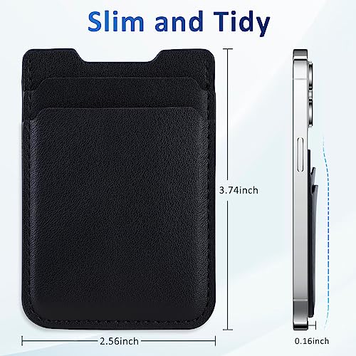 Fulgamo Phone Wallet Stick on,Card Holder for Phone Case,Phone Card Holder | 2Pack,Leather,Self Adhesive Sticker,Double Pocket,Sticky,Back of Cell Phone,Credit ID Card Pouch,For iPhone Samsung Galaxy - color: Black