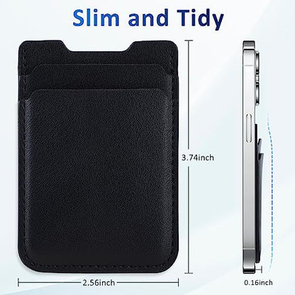 Fulgamo Phone Wallet Stick on,Card Holder for Phone Case,Phone Card Holder | 2Pack,Leather,Self Adhesive Sticker,Double Pocket,Sticky,Back of Cell Phone,Credit ID Card Pouch,For iPhone Samsung Galaxy - color: Black