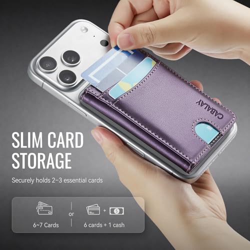 MagSafe Wallet, Magnetic RFID Blocking Card Holder & Cash Pocket, Compatible with Magsafe Phones and Cases for iPhone 17/16/15/14/13/12/Plus/Air/Pro/Pro Max - color: Purple