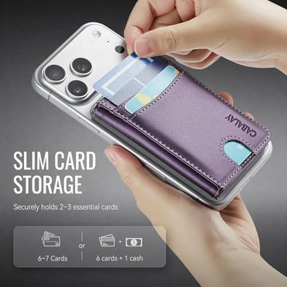 MagSafe Wallet, Magnetic RFID Blocking Card Holder & Cash Pocket, Compatible with Magsafe Phones and Cases for iPhone 17/16/15/14/13/12/Plus/Air/Pro/Pro Max - color: Purple