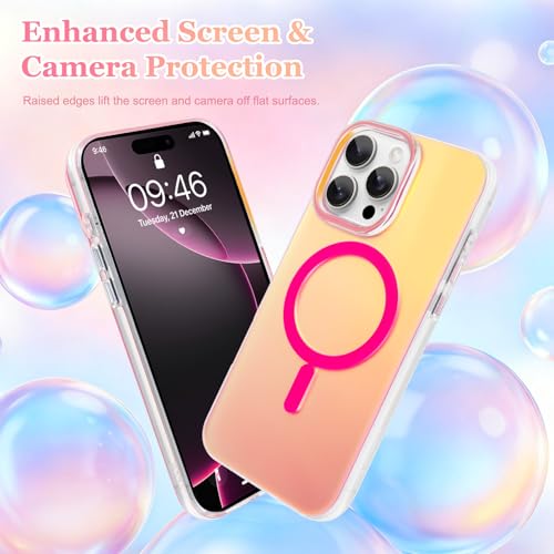 Fiyart Magnetic for iPhone 16 Pro Case - Iridescent Cute 6.3" Rose Red - color: Iridescent Rose Red, size: iPhone 16 Pro