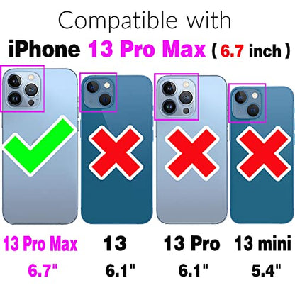 Argyle Wallet Case for iPhone 13 Pro Max 2021 6.7 inch with Wrist Strap Shoulder Strap 9+ Card Slots Phone Zipper Purse Cover for iPhone13promax 5G i Phone13Max Plus iPhone13 ProMax Purple | Wrist/Shoulder Strap, 9+ Card Slots, Zipper Purse, Phone Cover,